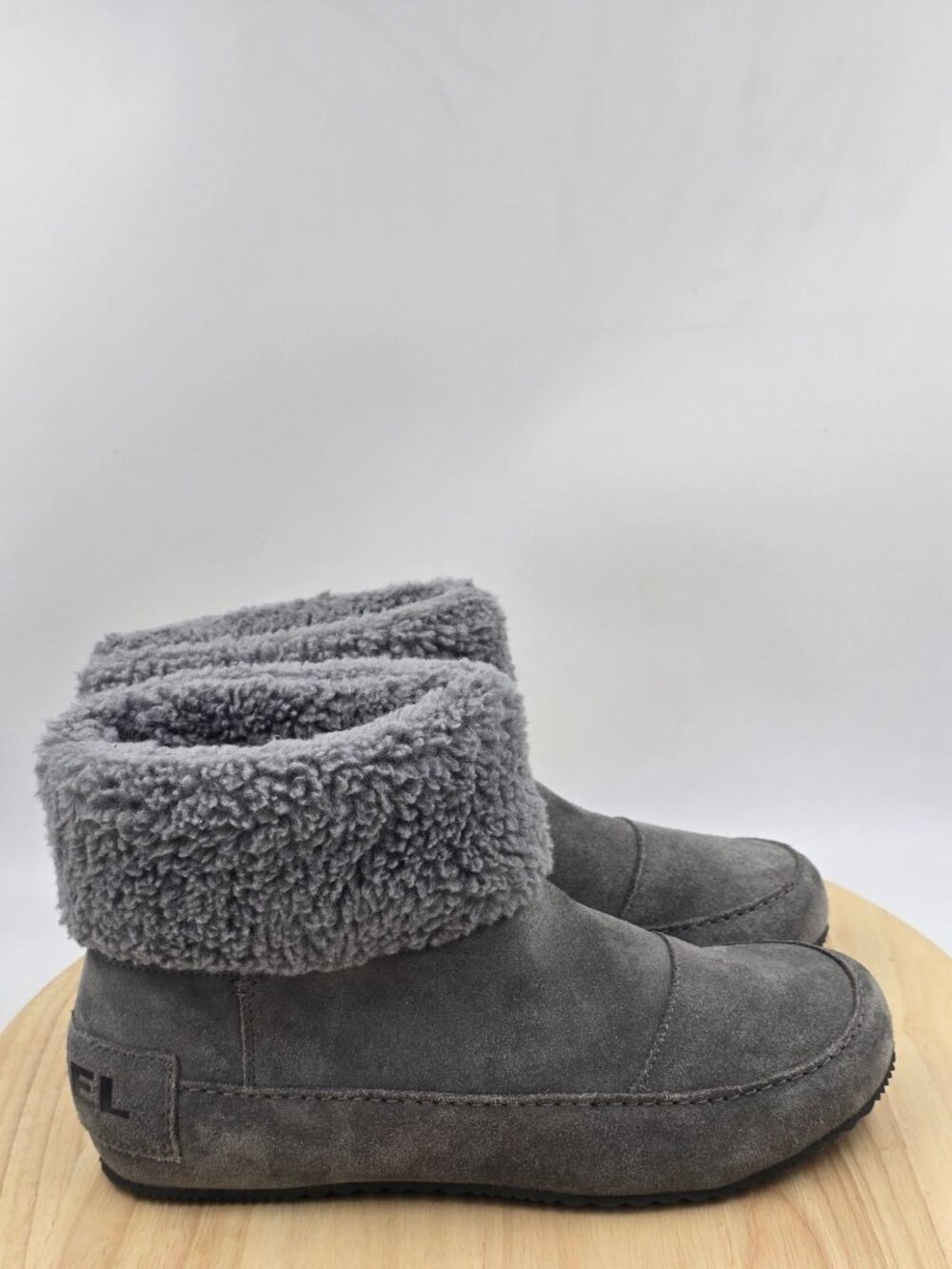Sorel Slippers Womens Go Stumptown Quarry Suede Faux Fur Lined Bootie Sz 9